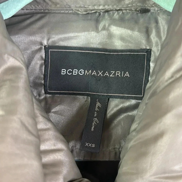 BCBGMAXAZRIA Lilly Short Packable Down Puffer Coat Asymmetrical Zip Grey SZ XXS - Picture 8 of 12